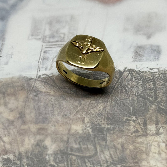 Vintage 9ct Gold Army Regiment Signet Ring, 9ct Gold Chevalier Ring, 2nd Battalion Parachute Regiment Ring, Gift For Him, Gold Military Ring