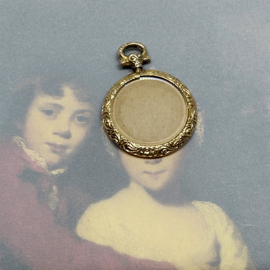 Antique Edwardian 9k Gold Chased Locket Pendant, 9ct Gold Photo Locket, Early 1900s Keepsake