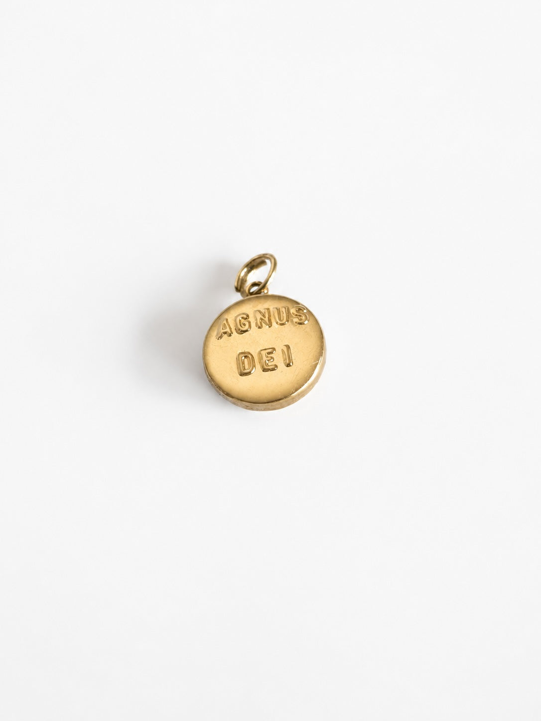 Vintage 1980s 14K Gold Agnus Dei Catholic Medal Charm, 9K Gold Bail, Catholic Lamb of God Medal, Devotional Gift