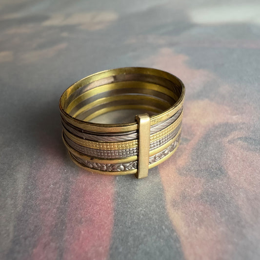 Vintage 18k Gold Semainier Ring, 18ct Gold Seven Bands Ring, Seven Days Ring, Gift For Her, Solid Gold Ring, 1950s, Stackable Ring
