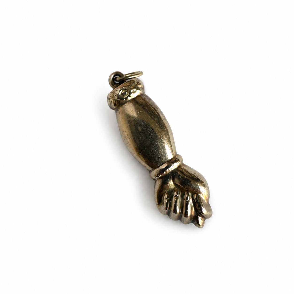 Antique 14k Rose Gold Figa Hand Pendant, Victorian Mano Fico Good Luck Amulet Charm,Protective Talisman, Warm Rose-Yellow Tone