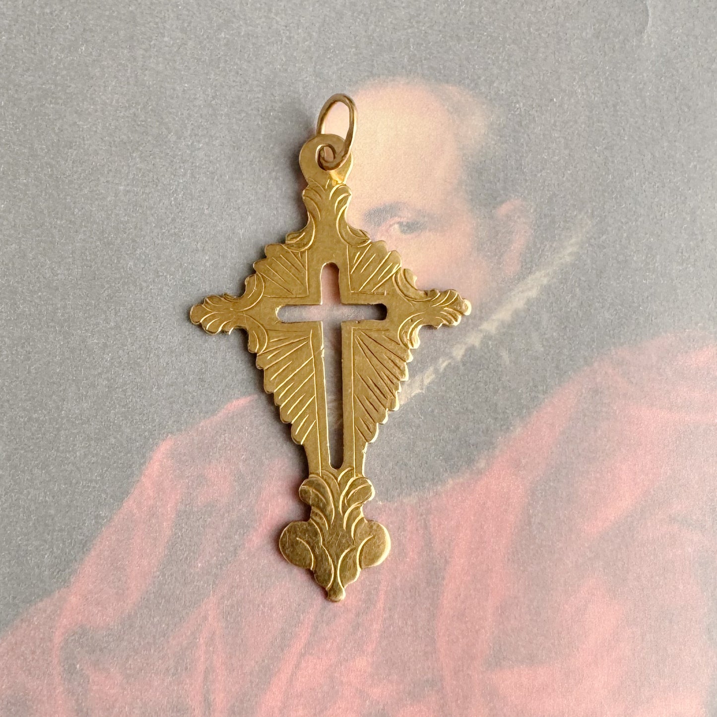 Antique 18k Georgian Cross, Rare Solid Gold Crucifix, 1800s, Continental Gold, 18ct Gold Cross, Early Victorian Period, Solid Gold, Engraved