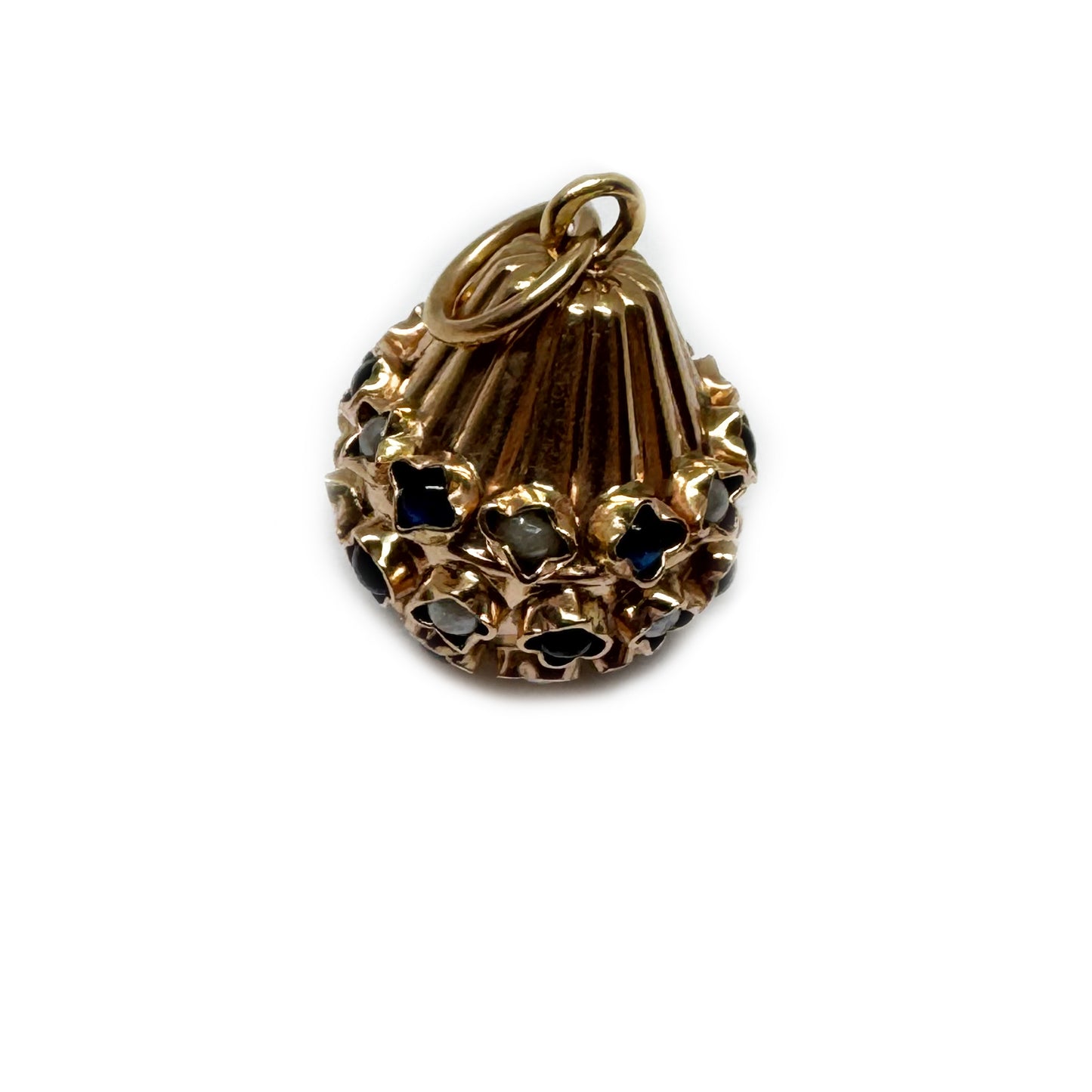 Antique Portuguese High Karat Gold Bouquet Cluster Charm Pendant, Boar Head Marked, 19.2k Gold