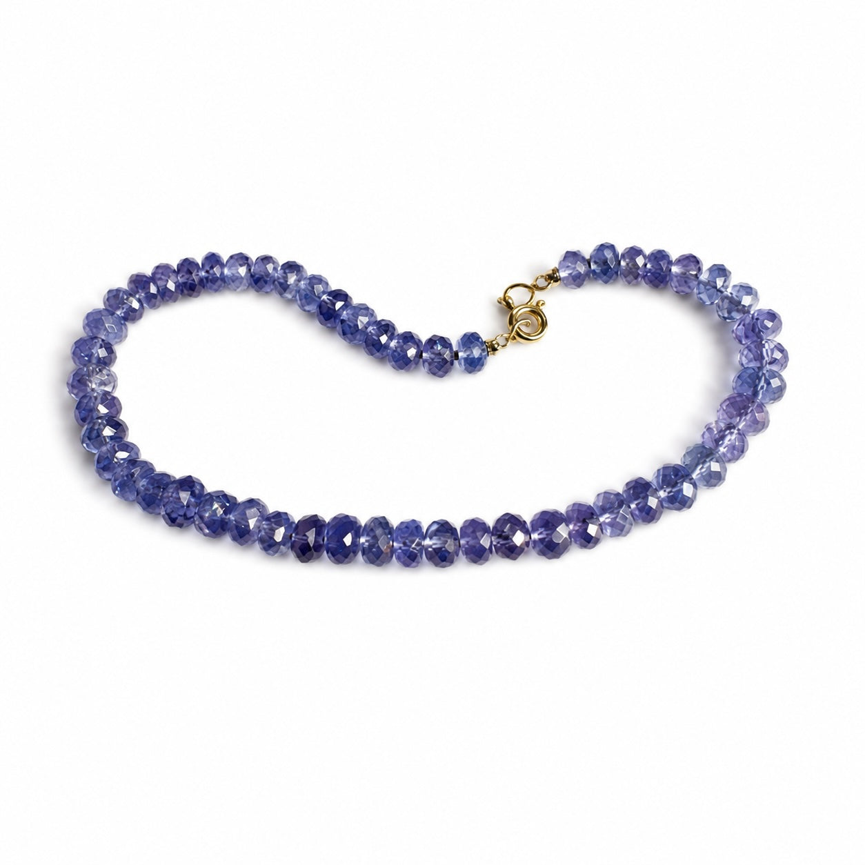 Vintage Iolite Bead Bracelet with 18k Gold Clasp, Faceted Blue Violet Gemstone Bracelet, Dainty Stacking Jewellery