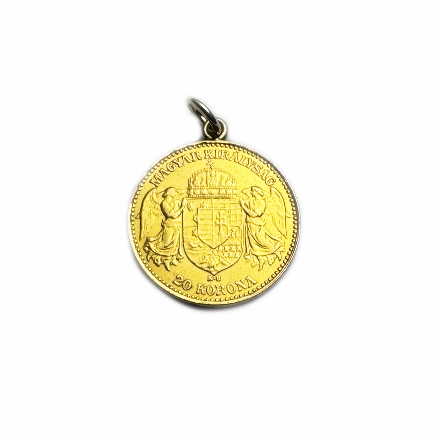 Antique 21k Solid Gold Hungarian 20 Korona Coin Charm, 21 ct Gold Coin Franz Joseph I Coin Pendant, Hungary  1896 Gold Coin Charm, 7.0 grams