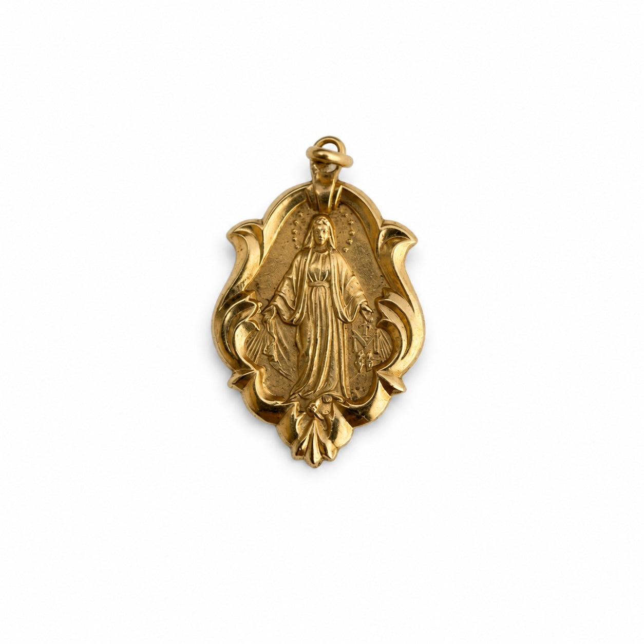 Vintage 18K Gold Miraculous Medal, Antique, Our Lady of Graces Pendant, 18 ct Gold, Portuguese Medal, Catholic Pendant, Gold Religious Charm