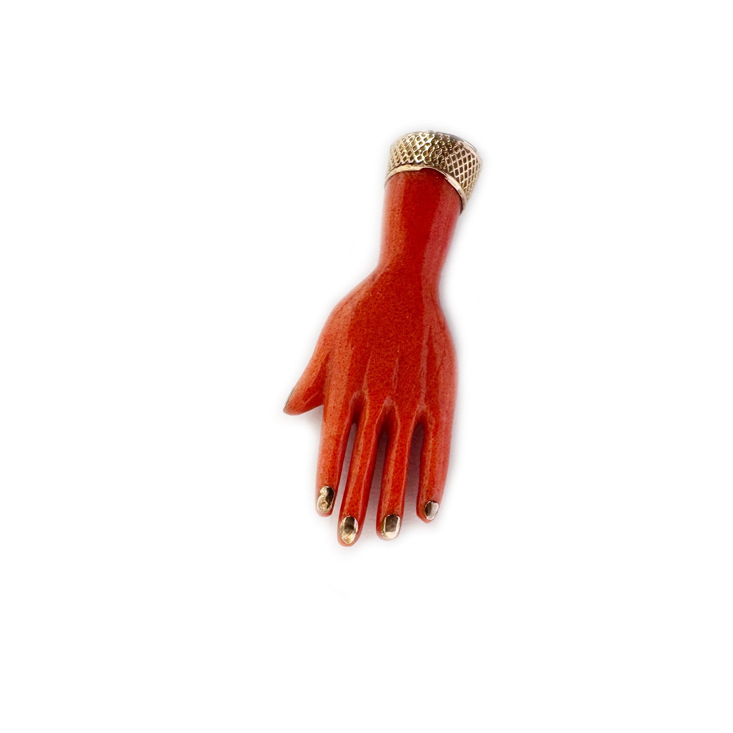 Antique 9k Gold Coral Celluloid Hand Charm, 1930s Hand Pendant, 9 ct Gold, Hand Jewelry, Antique Lucky Charm, Hand Charm, Figa Charm