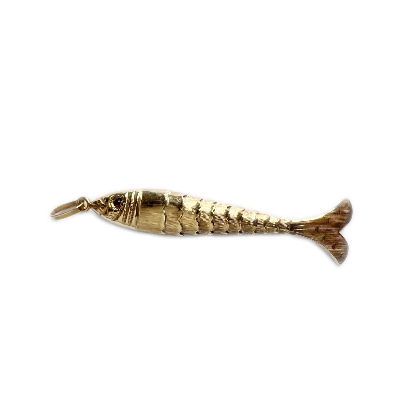 Vintage 9K Gold Fish, Articulated Gold Fish Pendant, Solid 9 ct Gold Water Animal Charm Pendant, Marine Pendant, 9 ct Fish Jewellery Charm