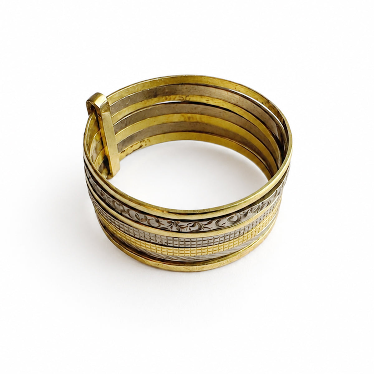 Vintage 18k Gold Semainier Ring, 18ct Gold Seven Bands Ring, Seven Days Ring, Gift For Her, Solid Gold Ring, 1950s, Stackable Ring