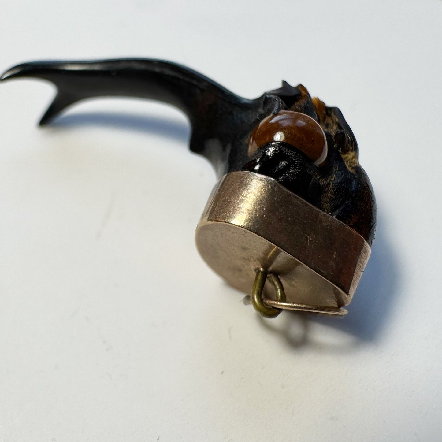 Vintage 9k Gold Stag Beetle Horn Charm: Cyclommatus Metallifer Insect