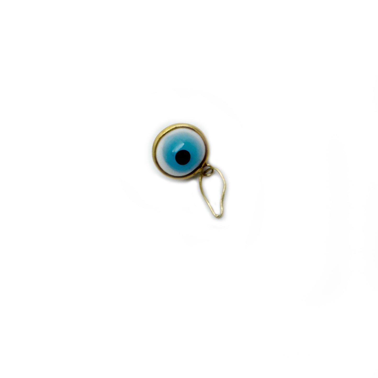 Vintage 18k Gold Evil Eye Charm Pendant, Glass Protection Amulet, 1950s Gold Talisman, Evil Eye Fob for Luck, 18 ct Gold Charm, Amulet