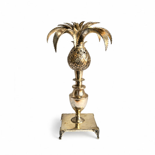 Vintage Portuguese Silver Pineapple Toothpick Holder, Stamped 830, Mid 20th Century, Tropical Ornament Decor Silver Fruit