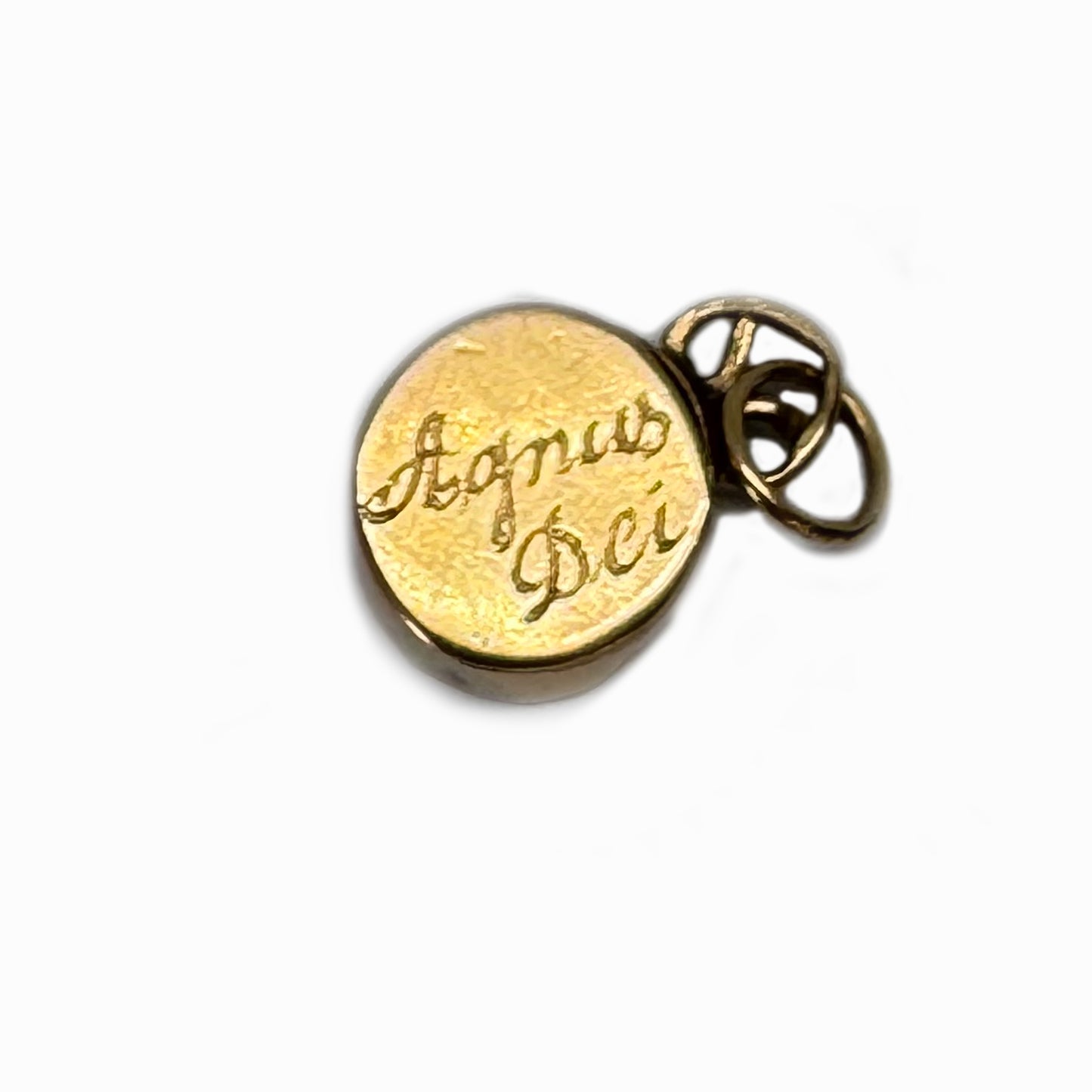 Vintage 14k Gold Agnus Dei Charm Pendant, 1940s Catholic Lamb of God Medal, Double Sided Religious Jewellery, St Jude Devotional Gift