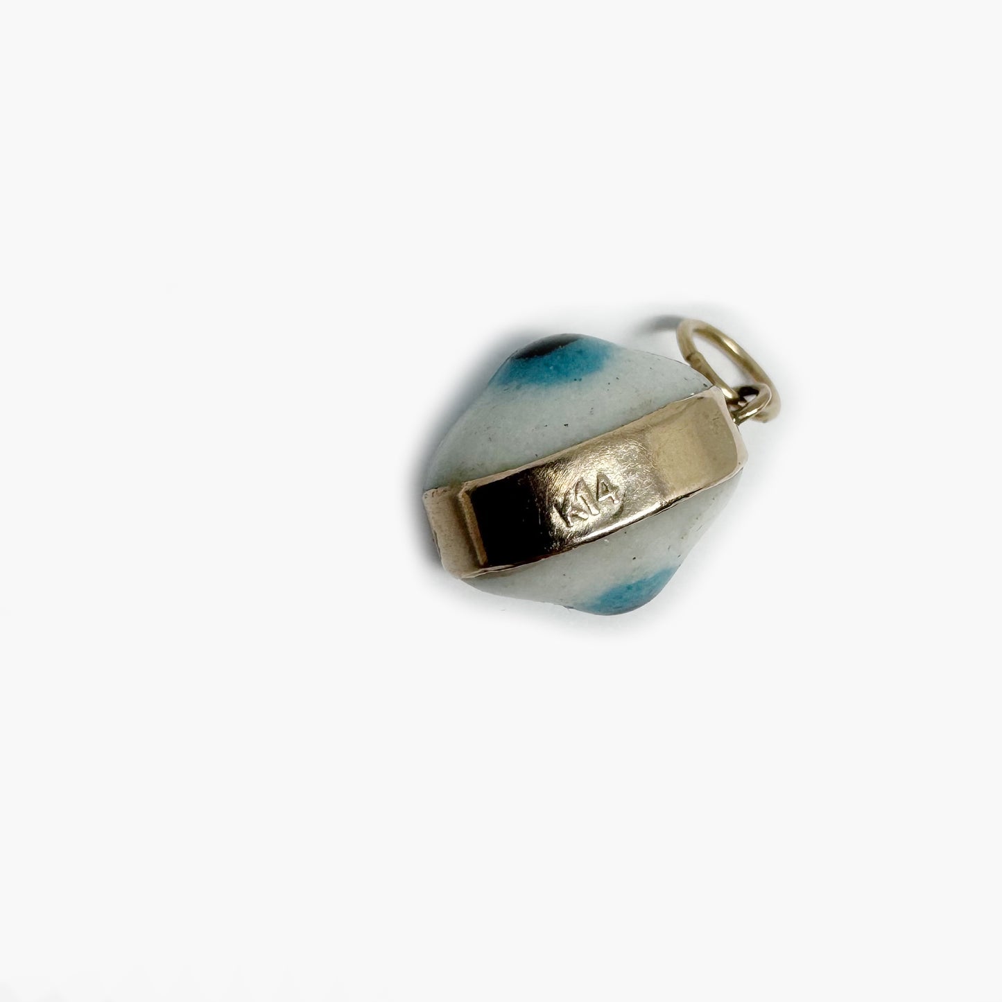 Vintage 9k Gold Evil Eye Charm, Double-Sided Glass Amulet, 1950s Talisman Pendant