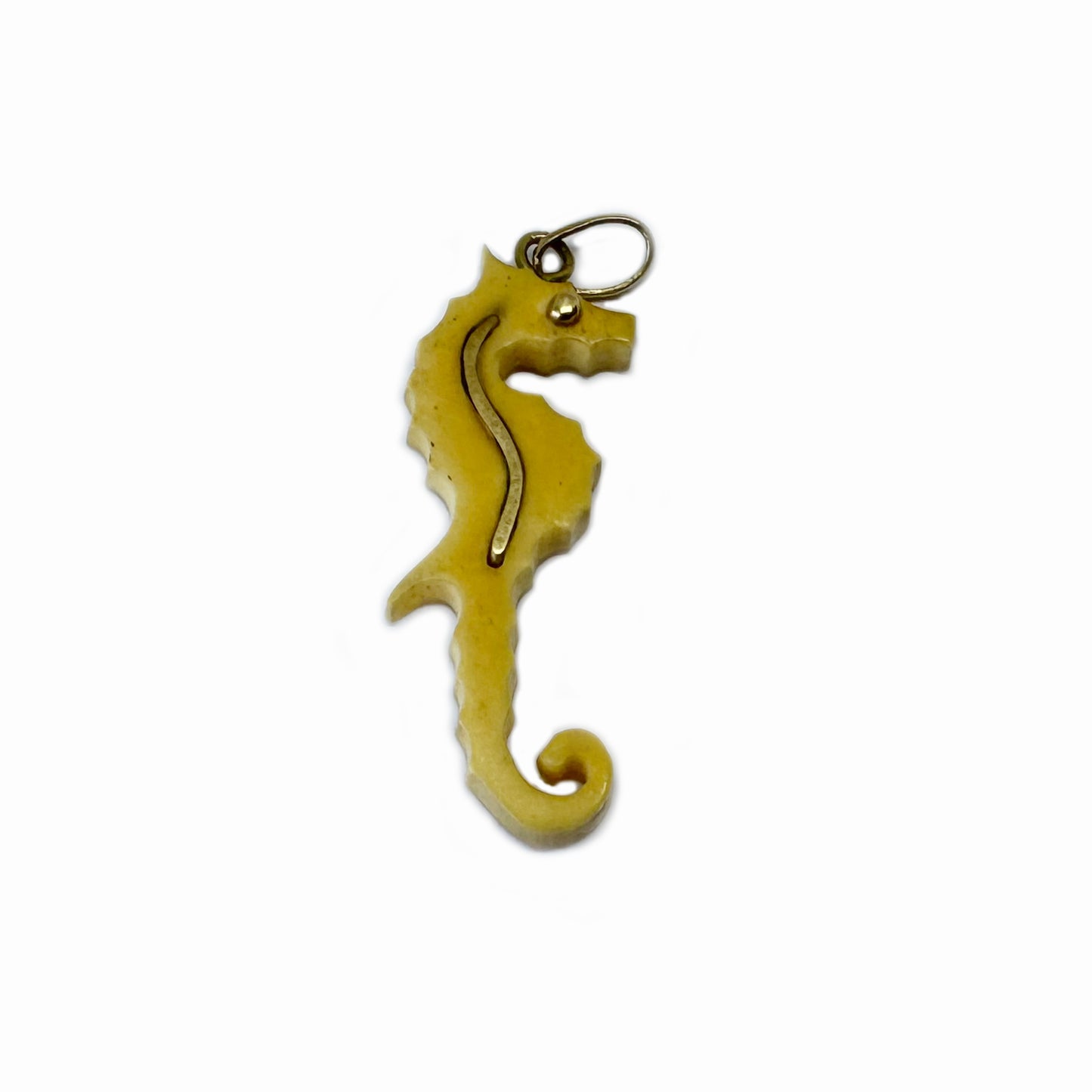 Antique 18k Gold Seahorse Pendant, Victorian Bone Charm, Marine Animal Jewellery, 18 ct Gold Sea Horse Lover Gift, Animal Pendant, Deep Sea