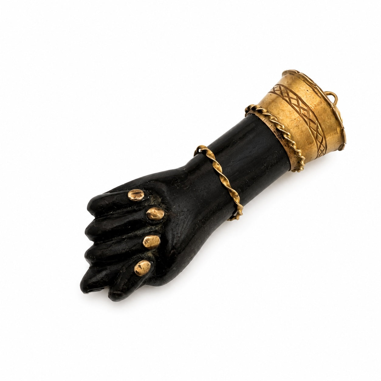 Antique 18K Gold Black Figa, Jet, Victorian Figa Pendant, Amulet, Mano Fico, Figa Pendant, Evil Eye, Figa Charm, Victorian Hand Amulet