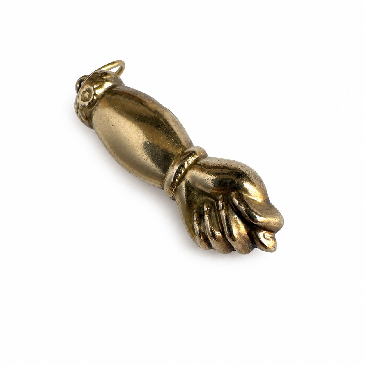 Antique 14k Rose Gold Figa Hand Pendant, Victorian Mano Fico Good Luck Amulet Charm,Protective Talisman, Warm Rose-Yellow Tone
