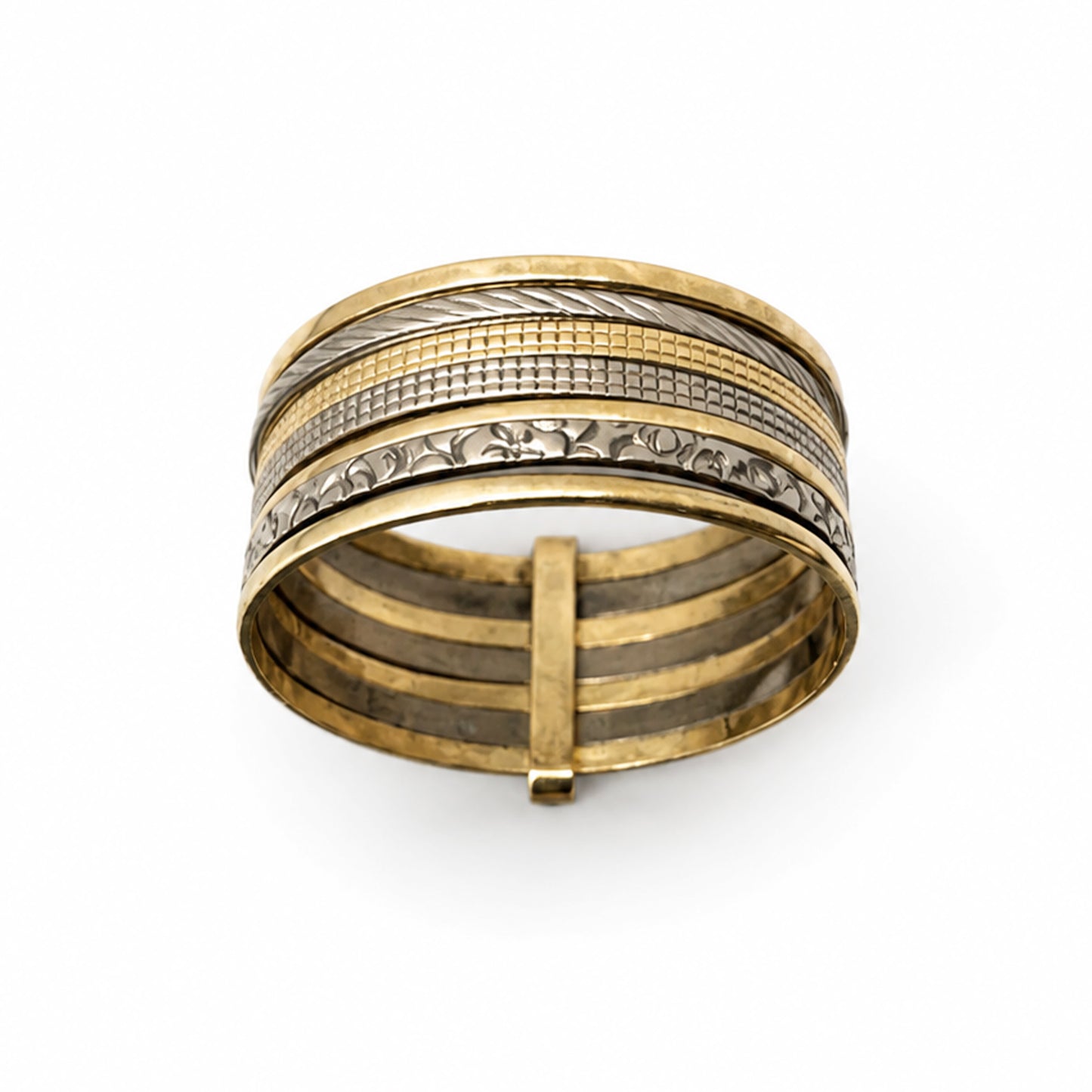 Vintage 18k Gold Semainier Ring, 18ct Gold Seven Bands Ring, Seven Days Ring, Gift For Her, Solid Gold Ring, 1950s, Stackable Ring