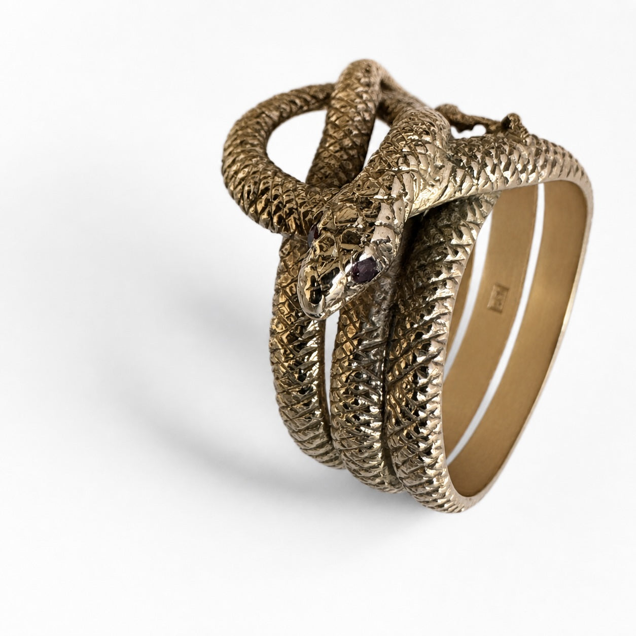 Vintage 9K Gold Snake Ring with Rubellite Eyes, 1969, Hallmarked, Viper Ring, Snake Jewelry, Cobra Jewellery, Statement Ring