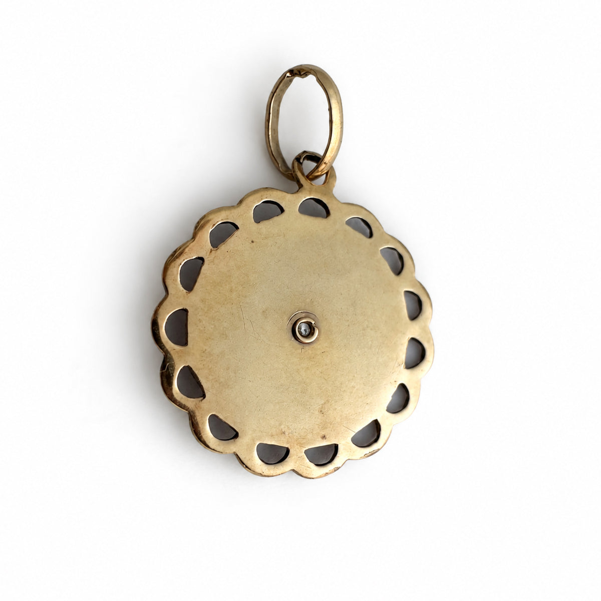 Antique 18k Gold Virgin Mary Medal, Immaculate Heart Catholic Pendant, 1920s Portuguese Religious Jewelry
