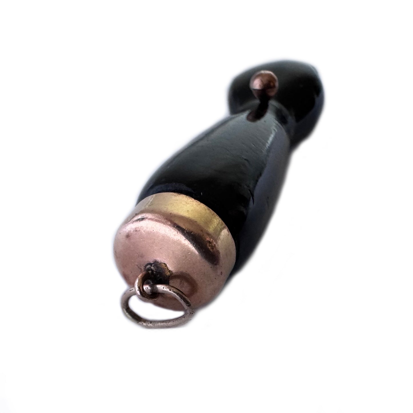 Vintage 14k Gold Black Figa Pendant, Large Mano Fico Lucky Charm, 1950s Gold Fist Amulet, Evil Eye Protection Talisman, Statement Charm