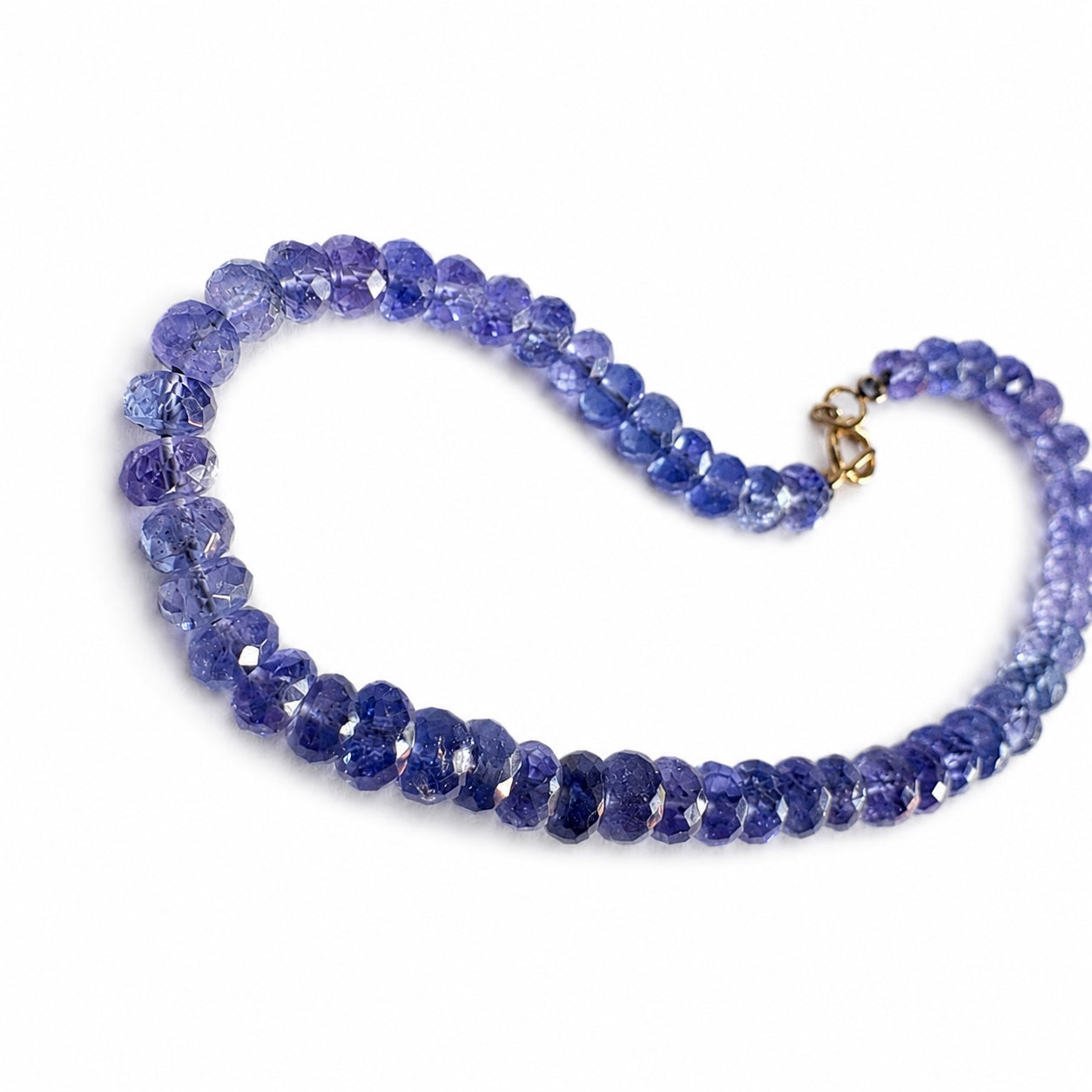 Vintage Iolite Bead Bracelet with 18k Gold Clasp, Faceted Blue Violet Gemstone Bracelet, Dainty Stacking Jewellery