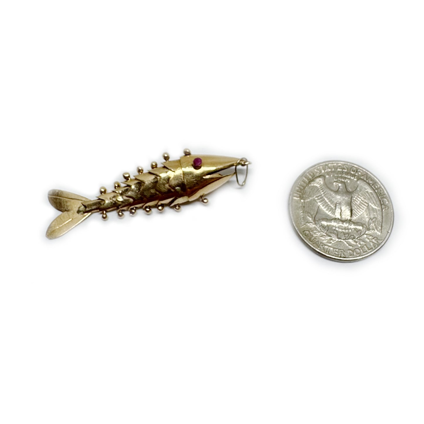 Vintage 14K Gold Fish, Articulated Fish Pendant, Antique Charm, Flexible Fish Pendant, 14 ct Gold Fish, Marine Animal Jewelry, Mid Century