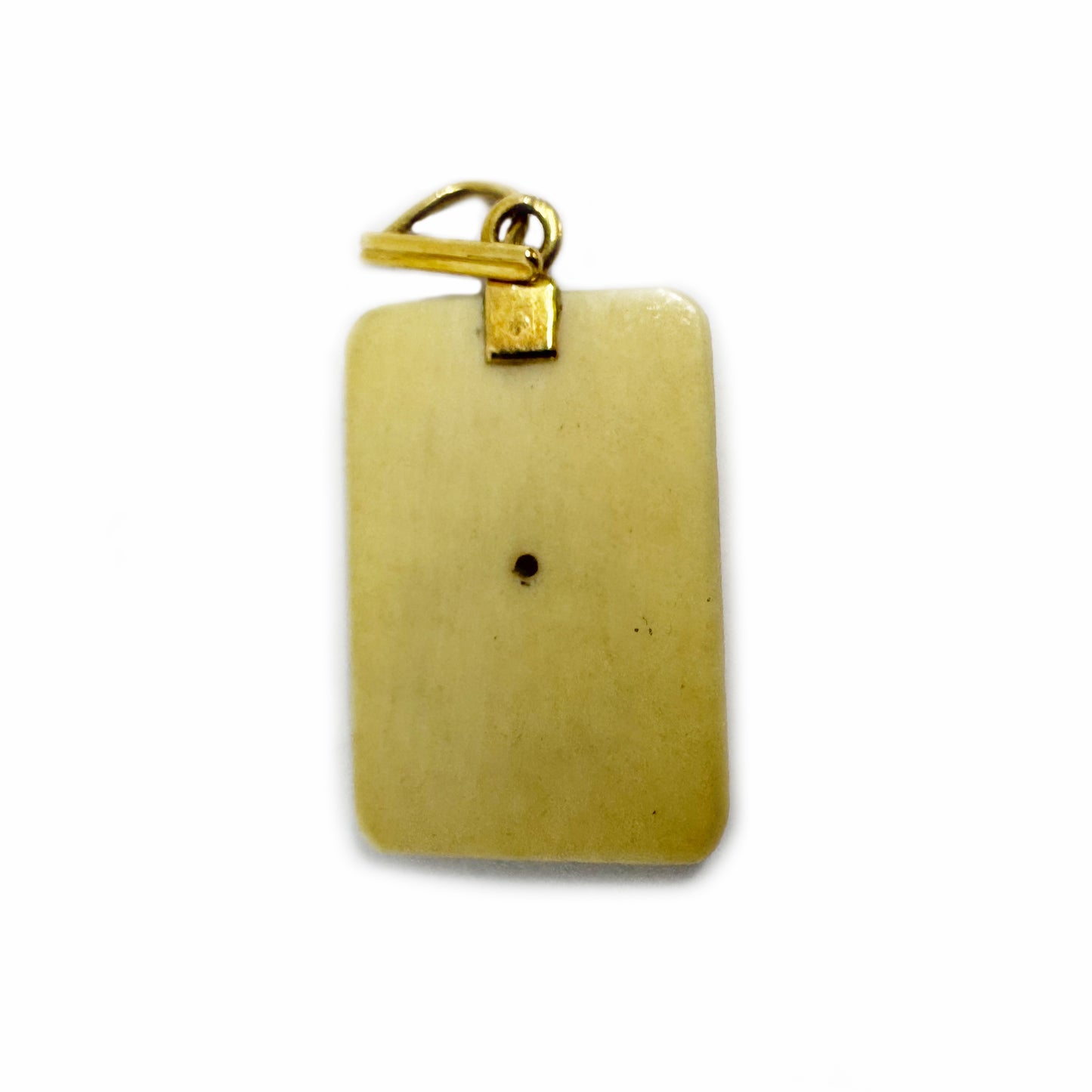 Vintage 18k Gold Bone Pendant, Apple Charm, 1950s Handcrafted Amulet, Good Luck Jewellery, Fruit of Sin