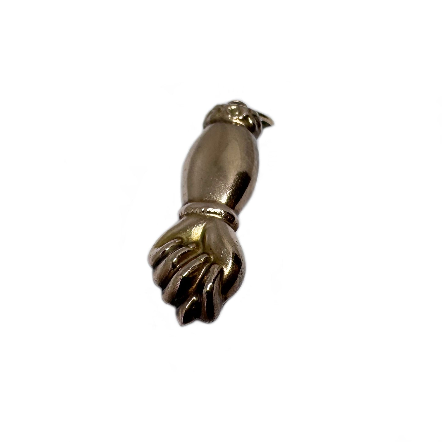 Antique 14k Rose Gold Figa Hand Pendant, Victorian Mano Fico Good Luck Amulet Charm,Protective Talisman, Warm Rose-Yellow Tone
