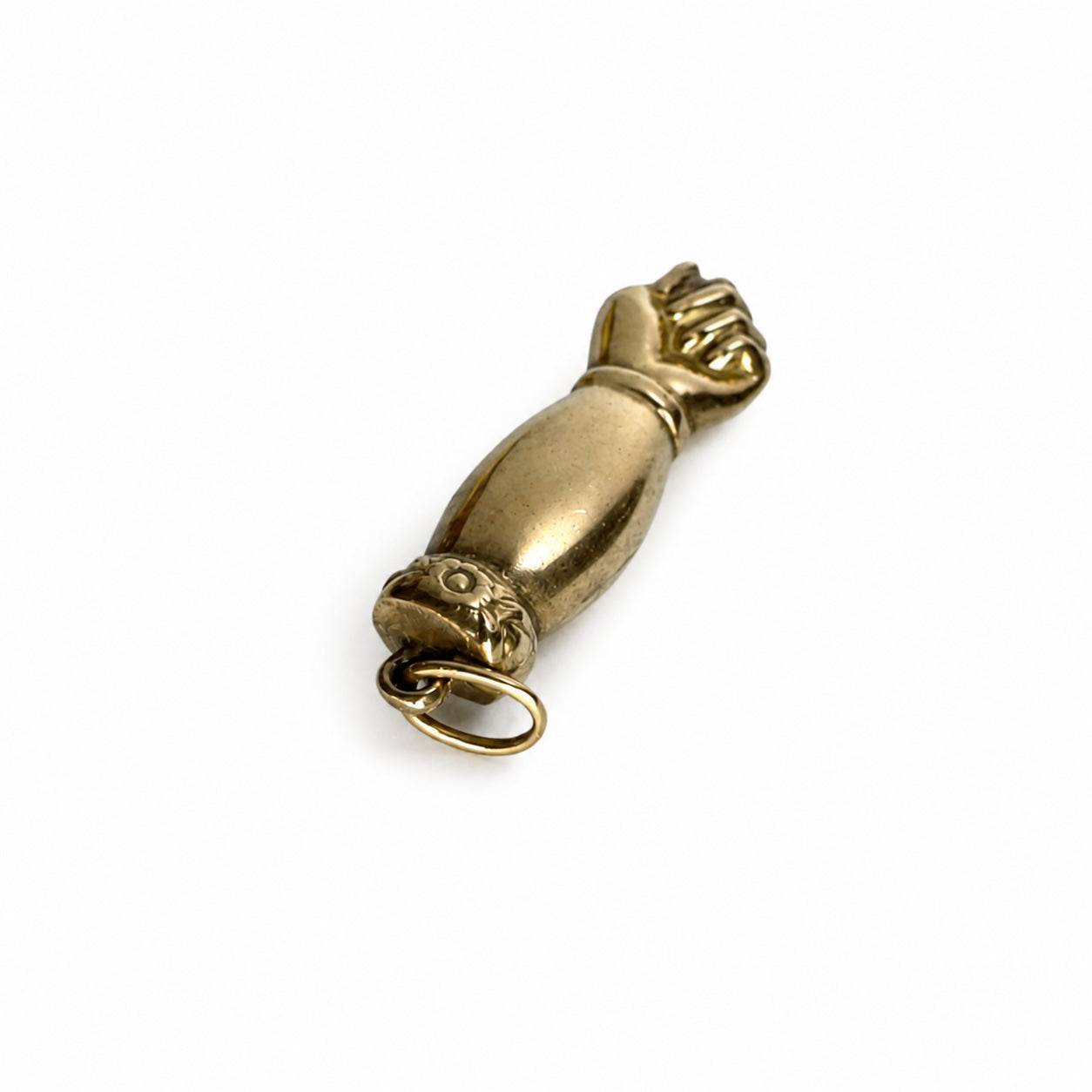 Antique 14k Rose Gold Figa Hand Pendant, Victorian Mano Fico Good Luck Amulet Charm,Protective Talisman, Warm Rose-Yellow Tone