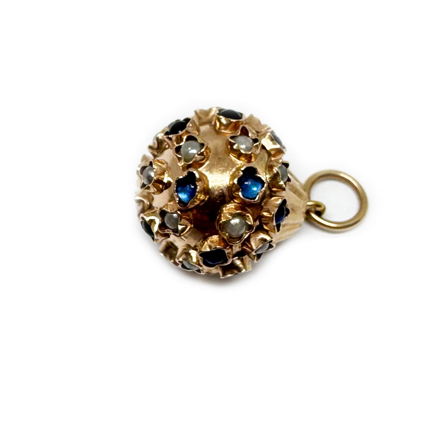 Antique Portuguese High Karat Gold Bouquet Cluster Charm Pendant, Boar Head Marked, 19.2k Gold