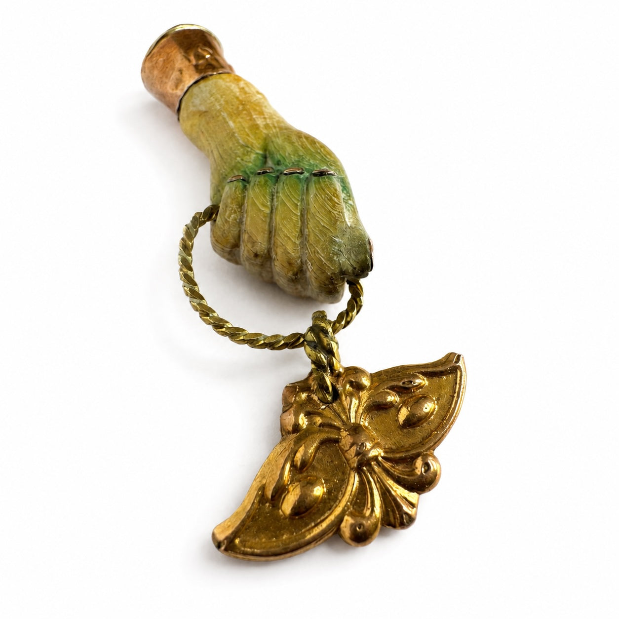 Antique Bone Figa Hand Pendant, Victorian Mano Fico Charm, Ex Voto Eye Charm, Folk Amulet, Evil Eye Protection, Lucky Talisman