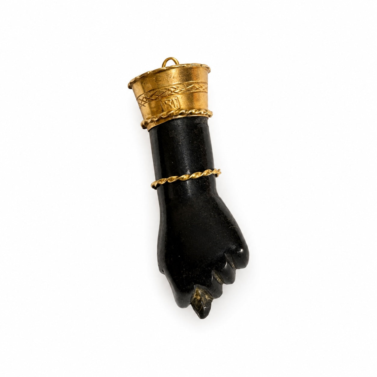 Antique 18K Gold Black Figa, Jet, Victorian Figa Pendant, Amulet, Mano Fico, Figa Pendant, Evil Eye, Figa Charm, Victorian Hand Amulet