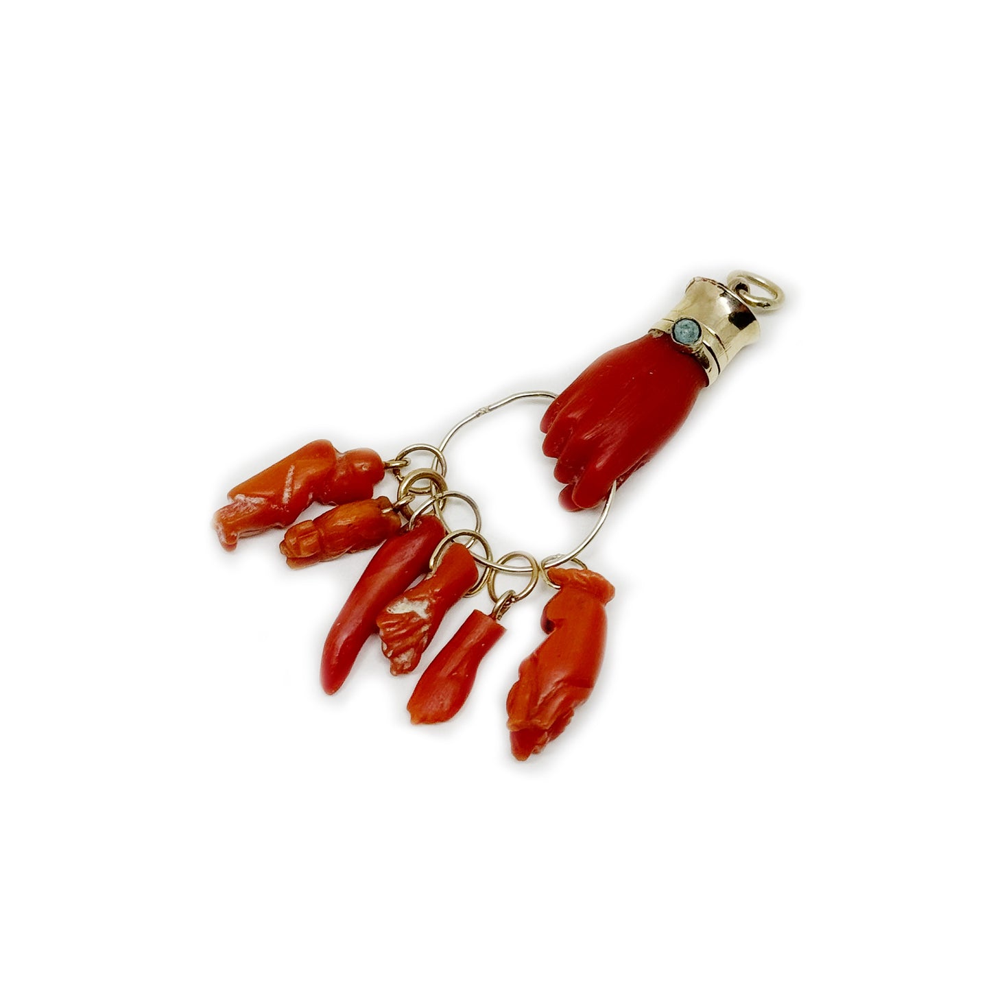 Antique 9k Gold Coral Hand Charm, 19th Century Natural Coral Fist Pendant, Victorian Figa Charm, Lucky Charm, Hand Amulet, Coral Evil Eye