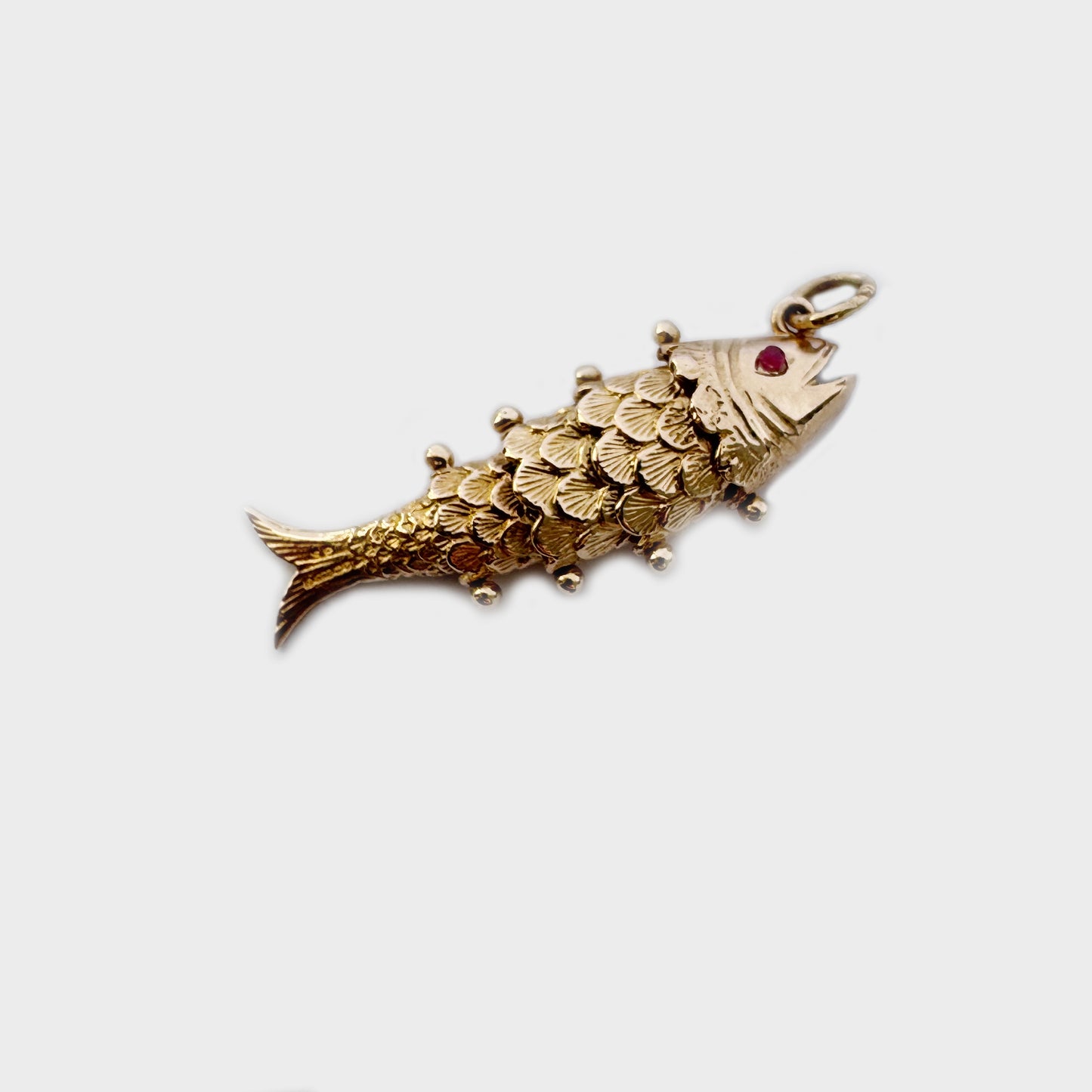 Vintage 9K Gold Fish, Articulated 9 ct Gold Fish Pendant, Animal Charm Pendant, Marine Jewellery Charm, Gold Jewelry Charm, 6.2 grams