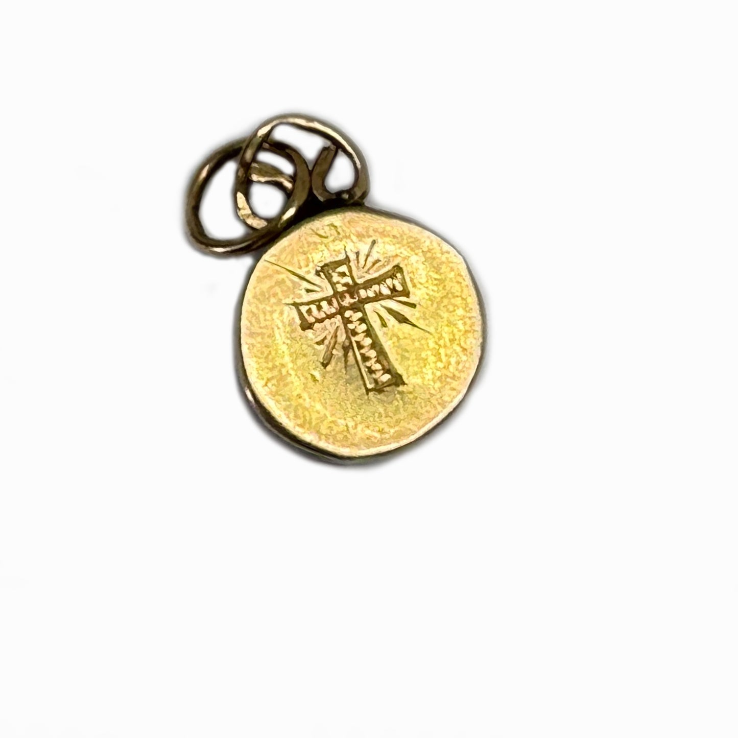 Vintage 14k Gold Agnus Dei Charm Pendant, 1940s Catholic Lamb of God Medal, Double Sided Religious Jewellery, St Jude Devotional Gift