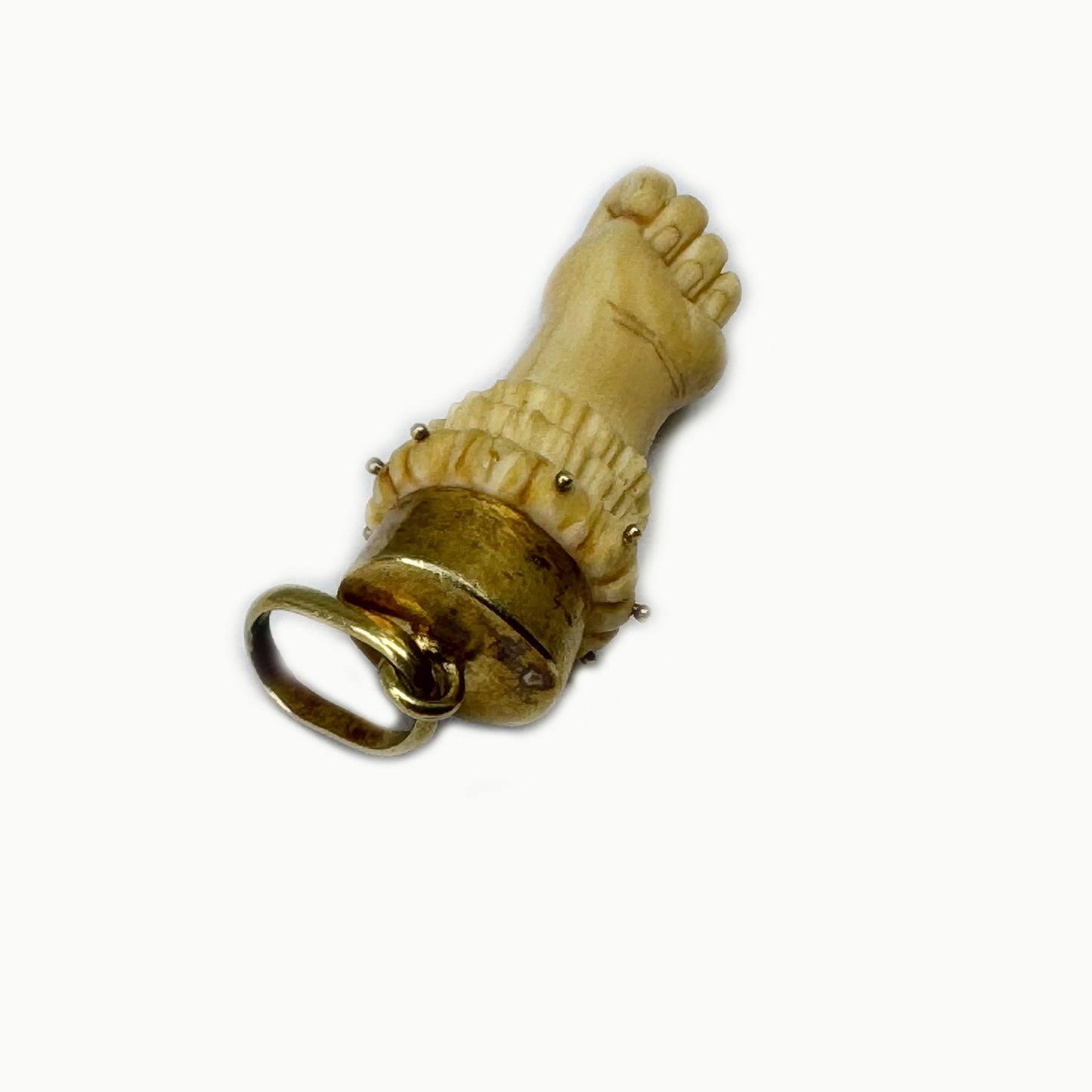 Antique 18k Gold Figa, Victorian Bone Pendant, 1800s Figa, Amulet, Figa Charm, Mano Fico, Evil Eye, Mano Figa, 18 ct Gold Hand Charm