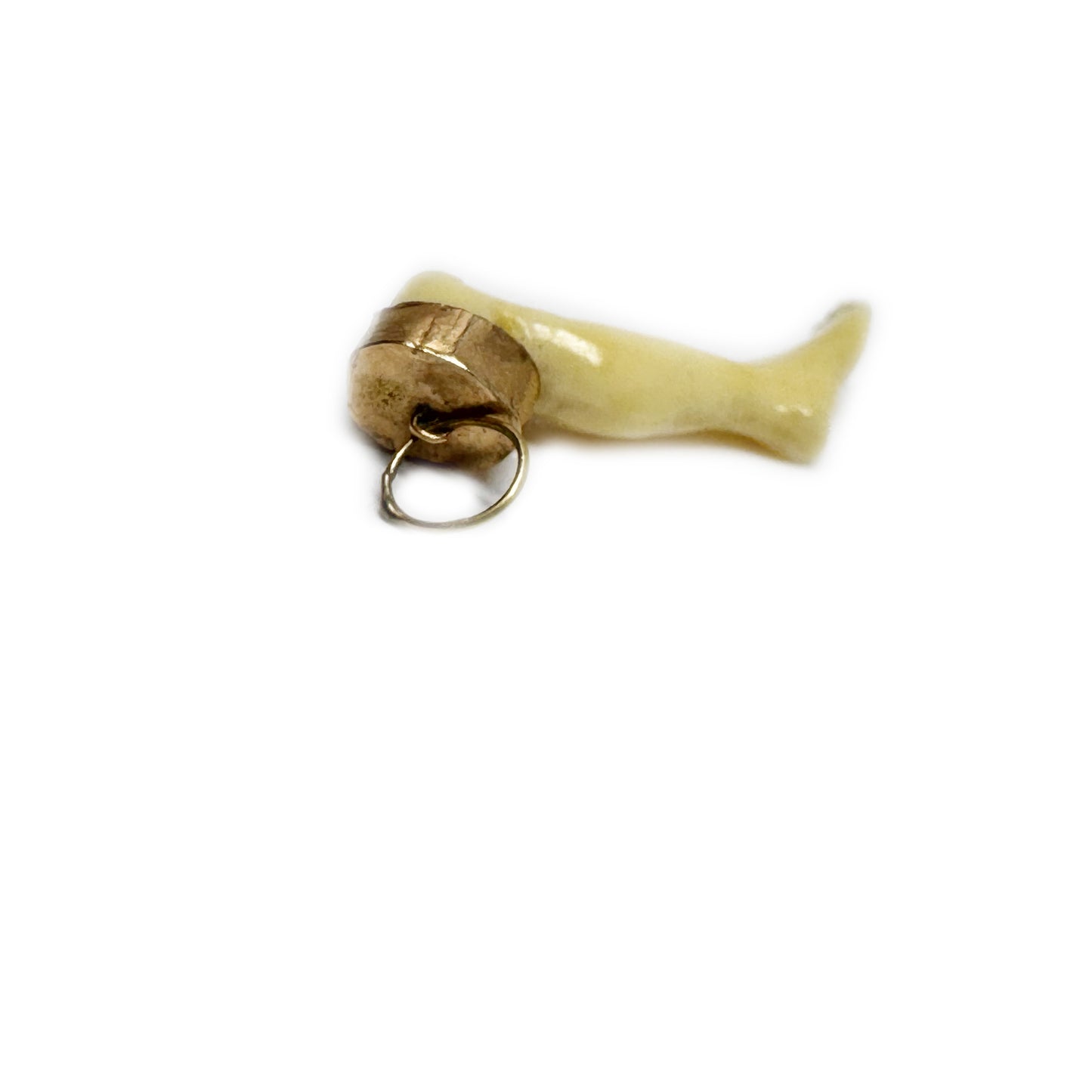 Antique 9K Gold Bone Leg Pendant, Victorian Ex Voto Charm, 1800s Anatomical Jewellery, Body Part Jewelry