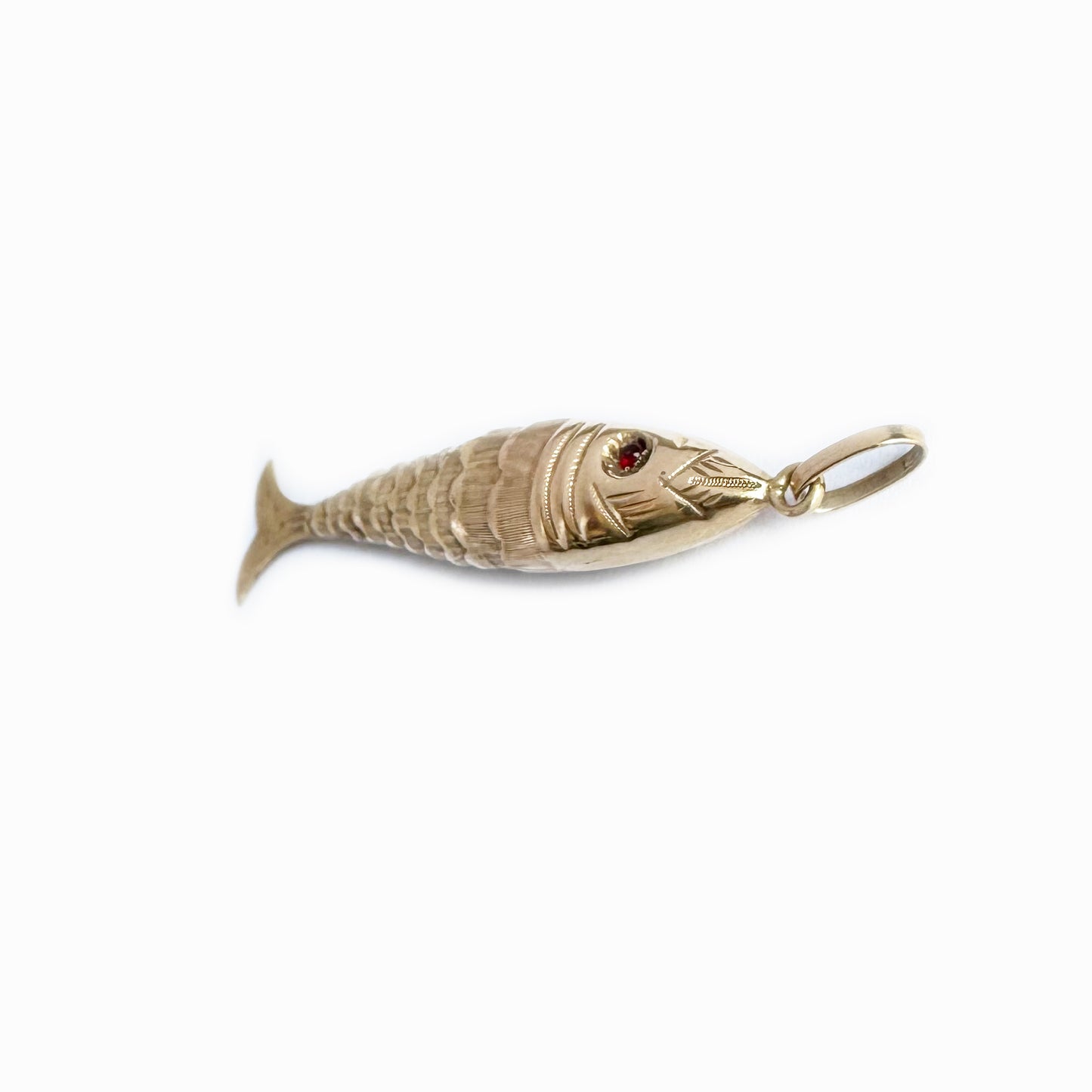 Vintage 9K Gold Fish, Articulated Gold Fish Pendant, Solid 9 ct Gold Water Animal Charm Pendant, Marine Pendant, 9 ct Fish Jewellery Charm