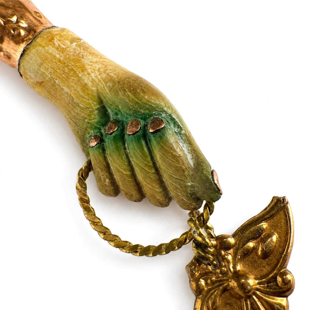 Antique Bone Figa Hand Pendant, Victorian Mano Fico Charm, Ex Voto Eye Charm, Folk Amulet, Evil Eye Protection, Lucky Talisman