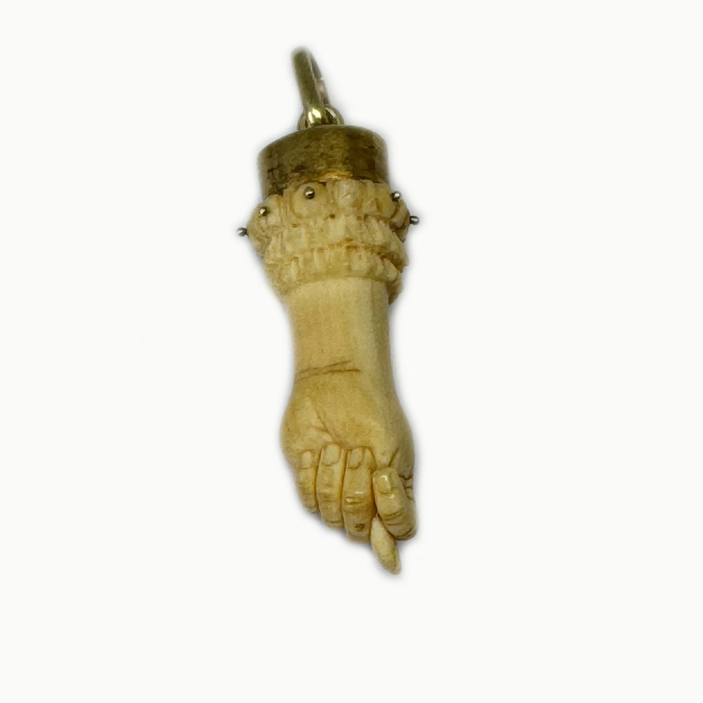 Antique 18k Gold Figa, Victorian Bone Pendant, 1800s Figa, Amulet, Figa Charm, Mano Fico, Evil Eye, Mano Figa, 18 ct Gold Hand Charm