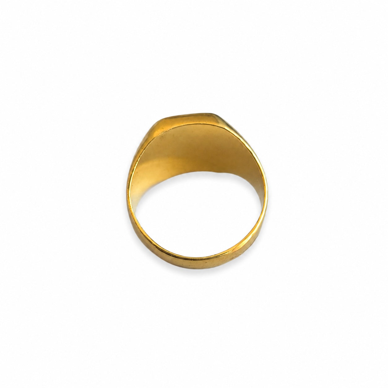 Vintage 18k Gold Signet Ring, Engraved Coat of Arms Crest, Dog Hound Wolf Heraldic Ring, Solid Gold Armorial Ring