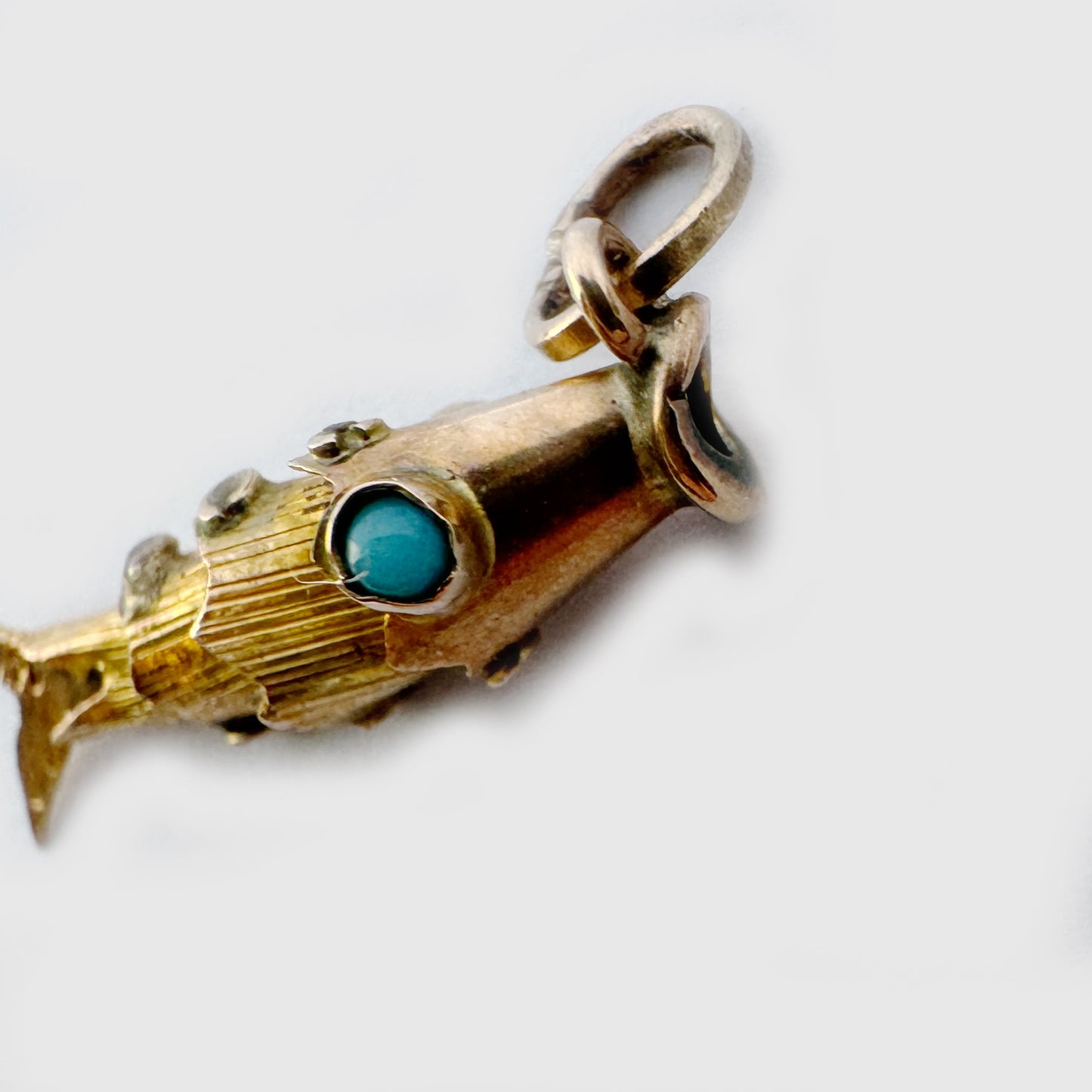 Vintage 14K Gold Fish, Articulated Small Fish Pendant, Antique Charm, Flexible Fish Pendant, 14 ct Gold Fish, Marine Animal Jewelry