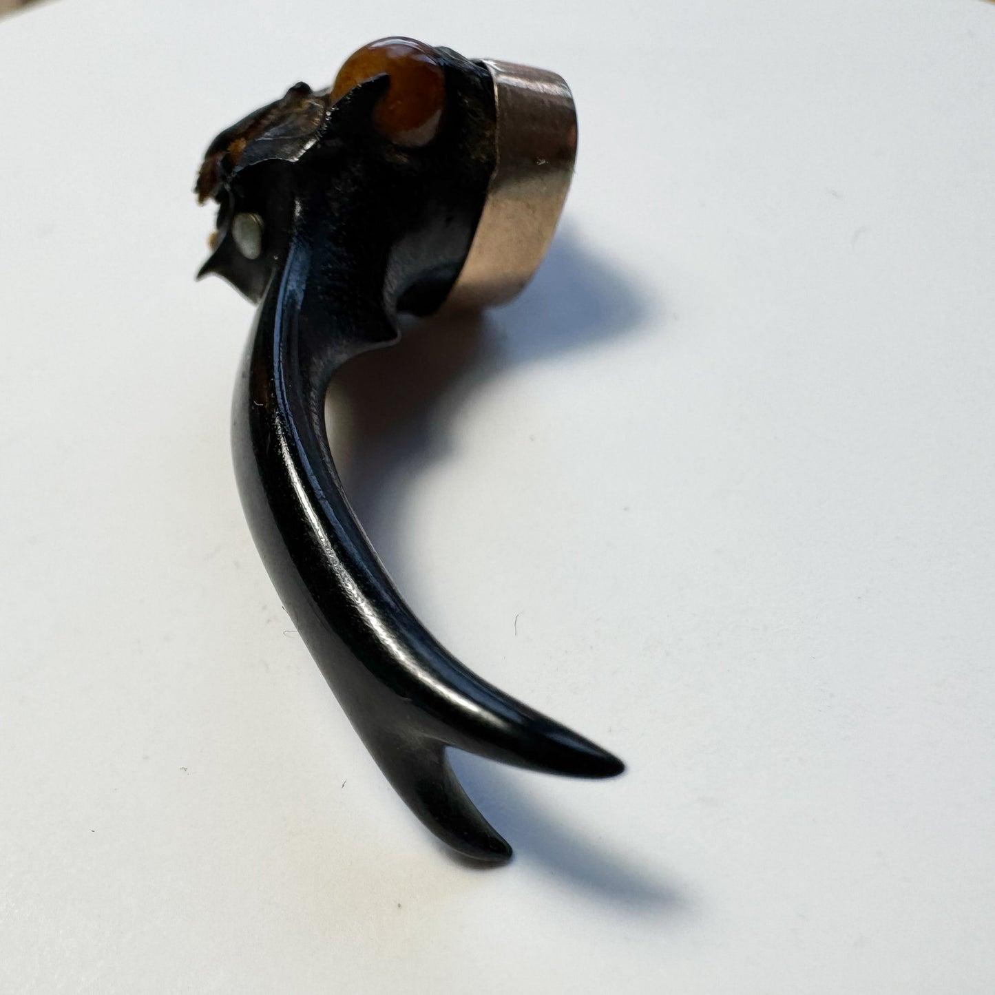Vintage 9k Gold Stag Beetle Horn Charm: Cyclommatus Metallifer Insect