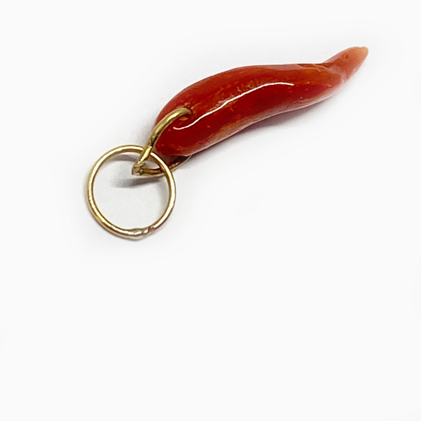 Antique 9k Gold Coral Horn Pendant