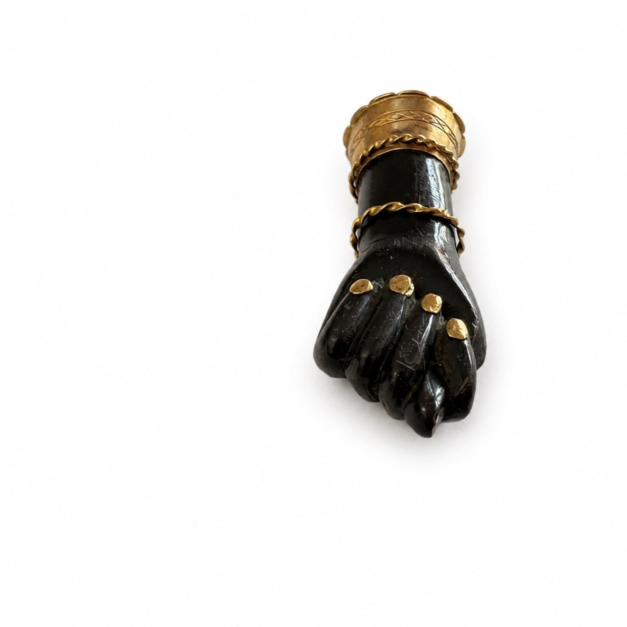 Antique 18K Gold Black Figa, Jet, Victorian Figa Pendant, Amulet, Mano Fico, Figa Pendant, Evil Eye, Figa Charm, Victorian Hand Amulet