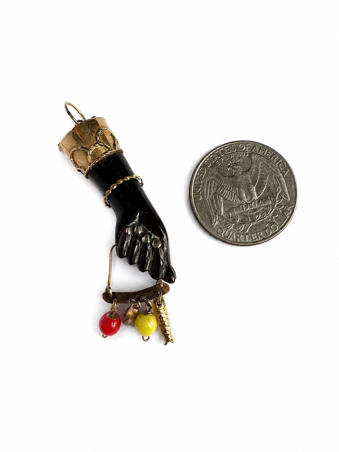 Antique 14k Gold Figa, Stained Horn, Charms, Figa Charm, Mano Fico, Fist, Lucky Charm, Amulet, Talisman, 14 ct Gold, Figa Pendant, Evil Eye