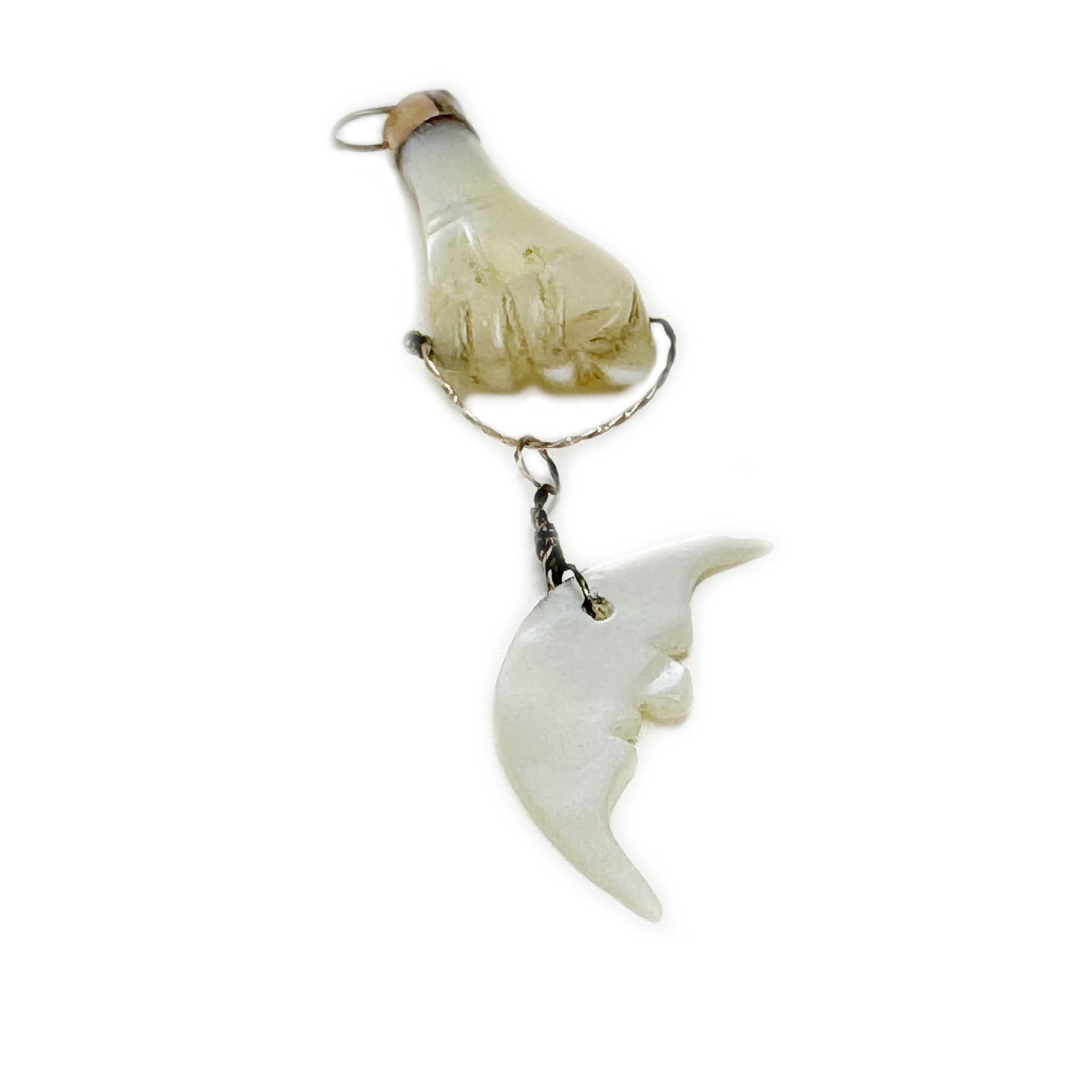 Antique 9k Gold Figa, Carved Mother Of Pearl, Mano Fico, Moon Charm, Victorian Lucky Charm, 1800s, Hand Pendant, Figa Charm, Mano Figa, Luna