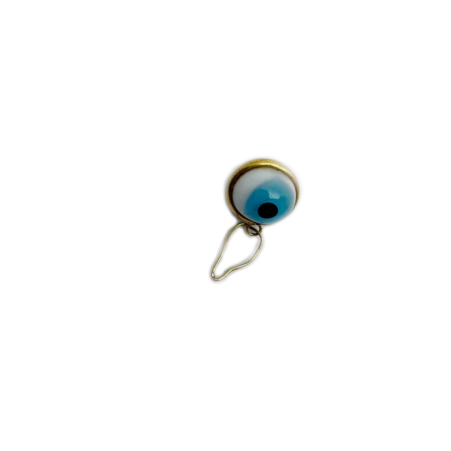 Vintage 18k Gold Evil Eye Charm Pendant, Glass Protection Amulet, 1950s Gold Talisman, Evil Eye Fob for Luck, 18 ct Gold Charm, Amulet
