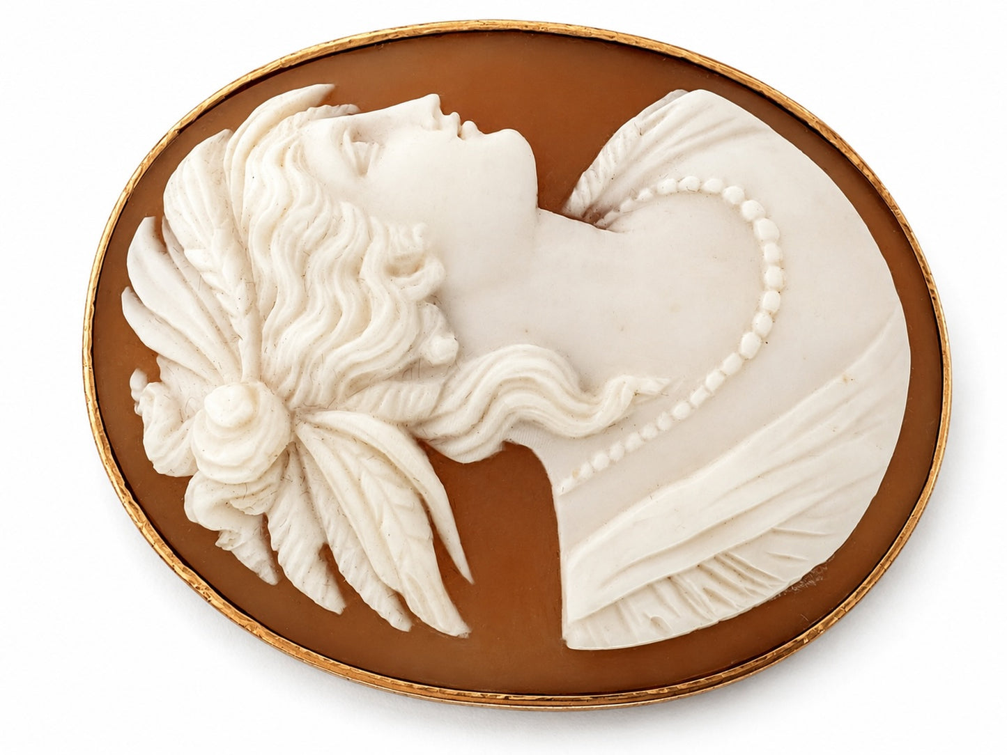 Antique Vintage 14k Gold Shell Cameo Brooch, Victorian Revival Italian Cameo Pin, Classical Lady Portrait Jewelry, 11 grams